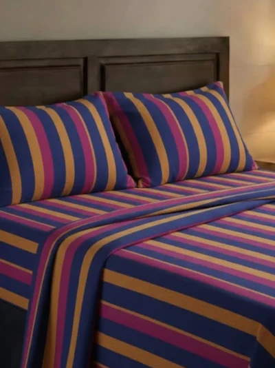 Double Cot Classic Checked Bedsheet – Blue & Pink