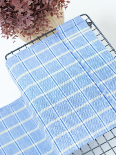 Chennimalai Handloom Soft Checked Towel – Blue